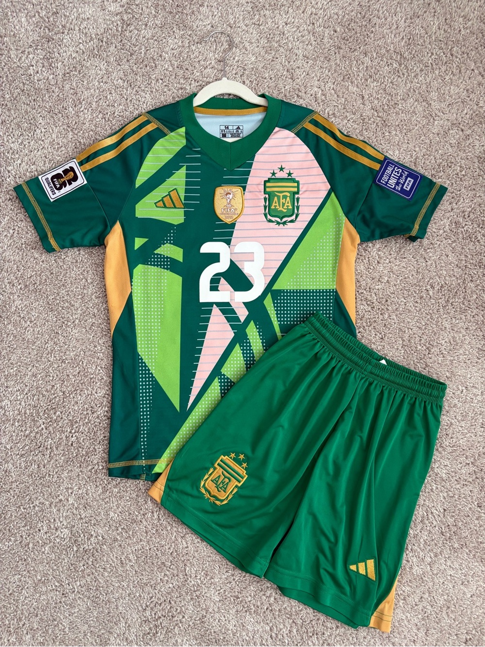 adidas Green, Pink & Gold Argentina Graphic Soccer Kit